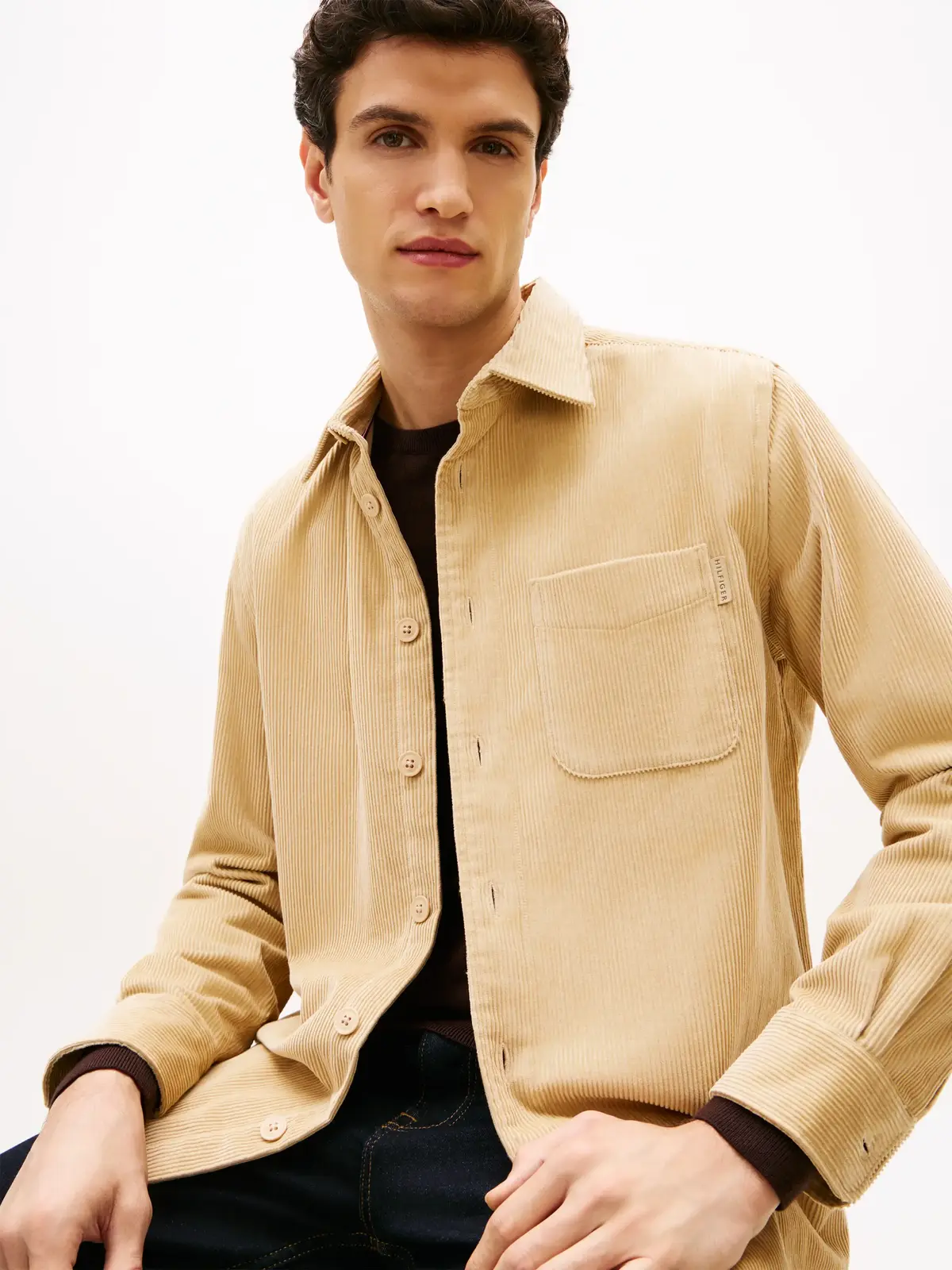 Tommy Hilfiger CORDUROY RLX OVERSHI, AB9 Bej Erkek Gömlek
