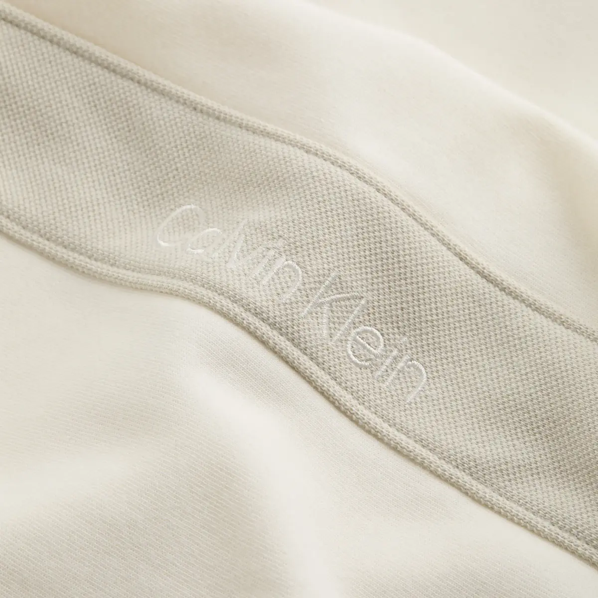 Calvin Klein LOGO TAPE CREW NECK, YAS Krem Erkek Sweatshirt