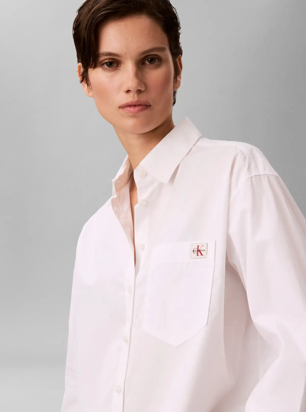 Calvin Klein COTTON POPLIN RELAXE, YAA, XXS Beyaz Kadın Gömlek