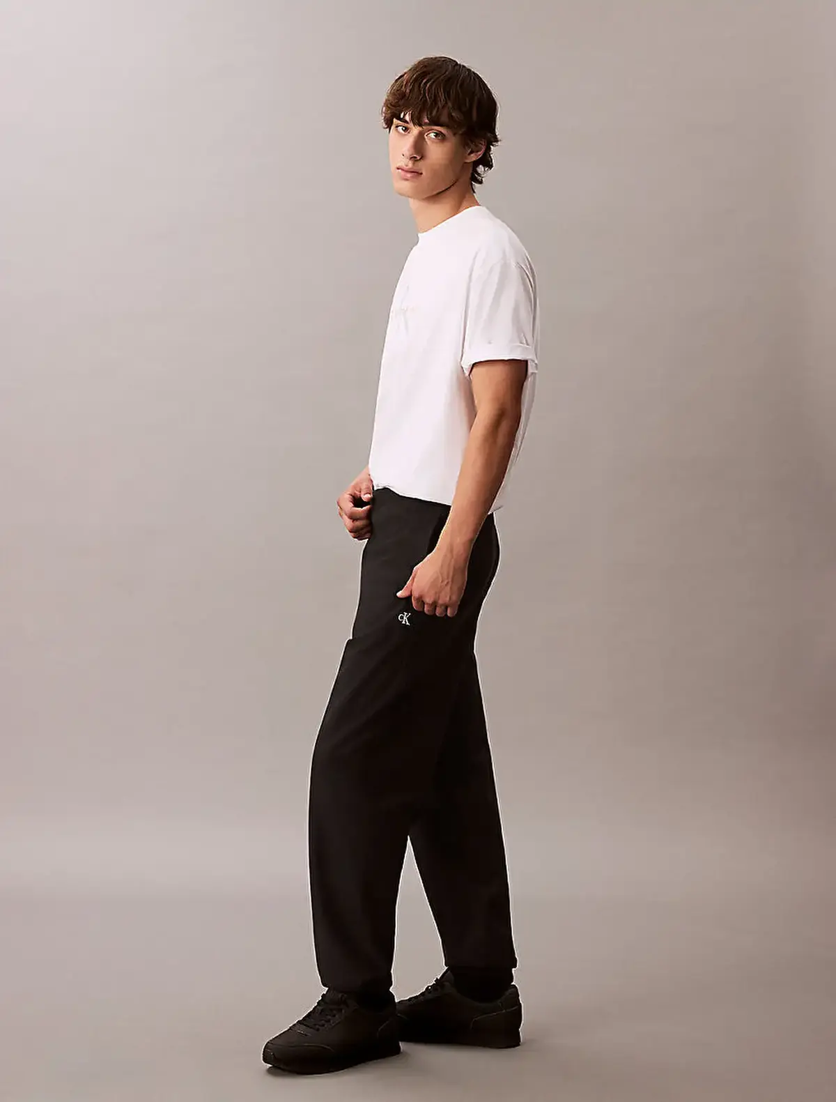 Calvin Klein PREMIUM TERRY MONOGRAM JOGGER Siyah Erkek Pantolon