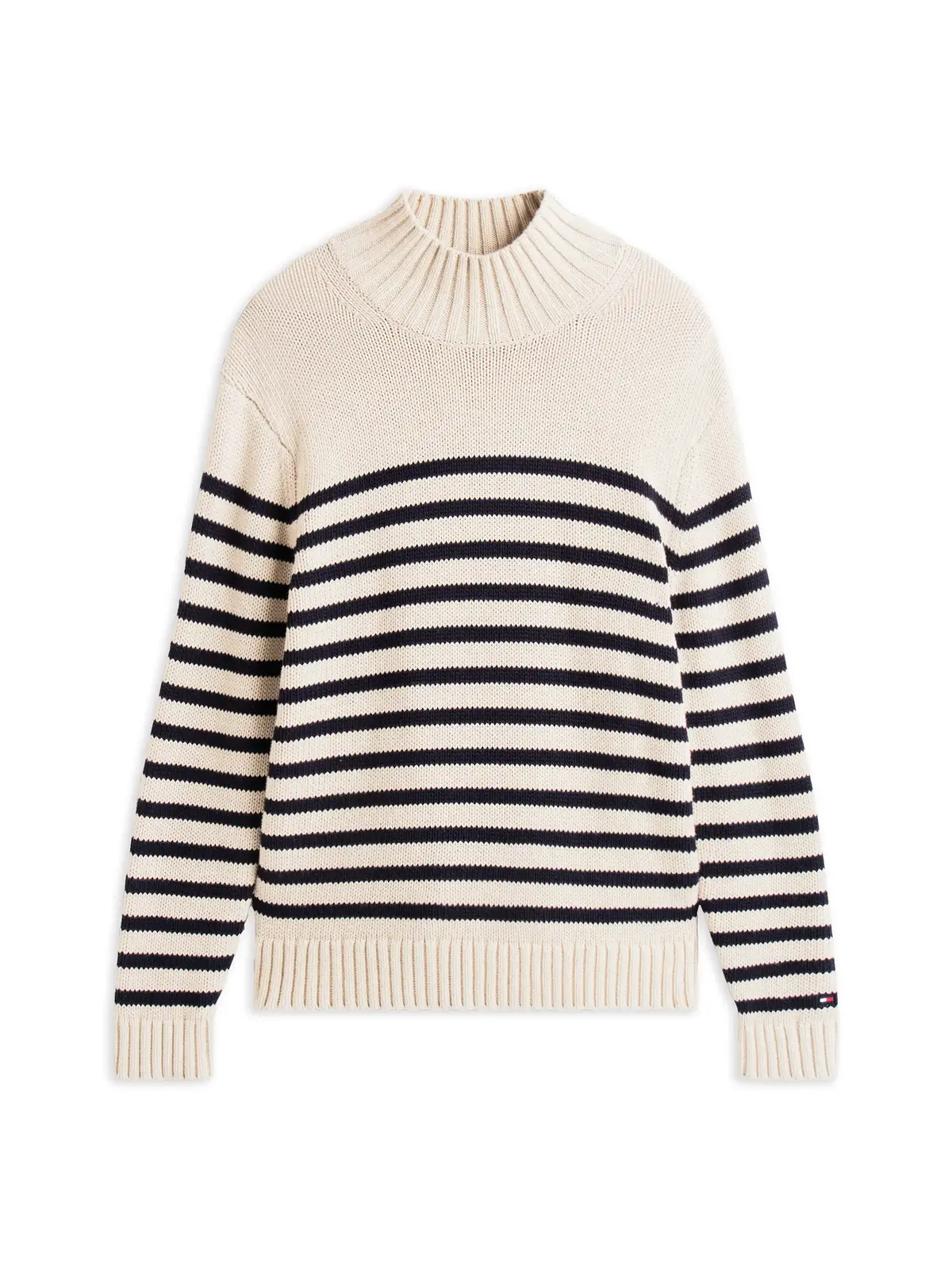 Tommy Hilfiger BRETON COTTON STRIPE, 0BP Krem Erkek Kazak