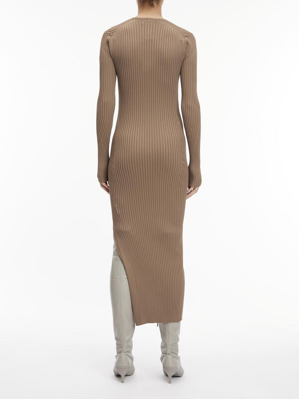 Calvin Klein SENSUAL ICONIC RIB D Kadın Kahverengi Elbise