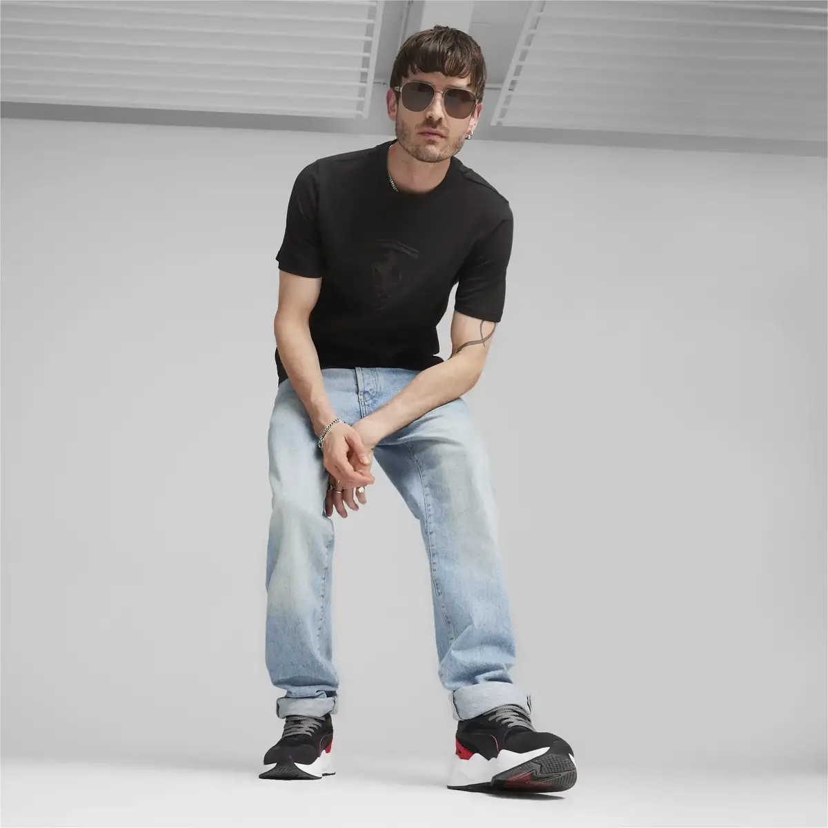Puma Ferrari Race Big Shld Tonal Siyah Erkek T-Shirt