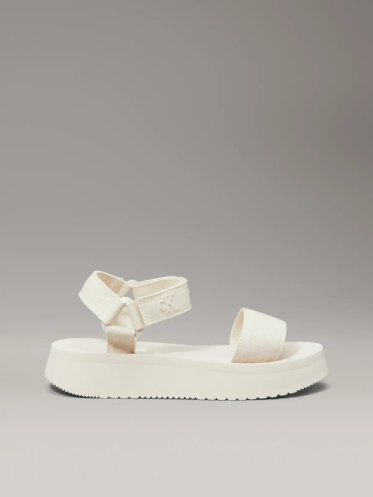 Calvin Klein SANDAL VELCRO WEBBIN, AEO Krem Kadın Terlik