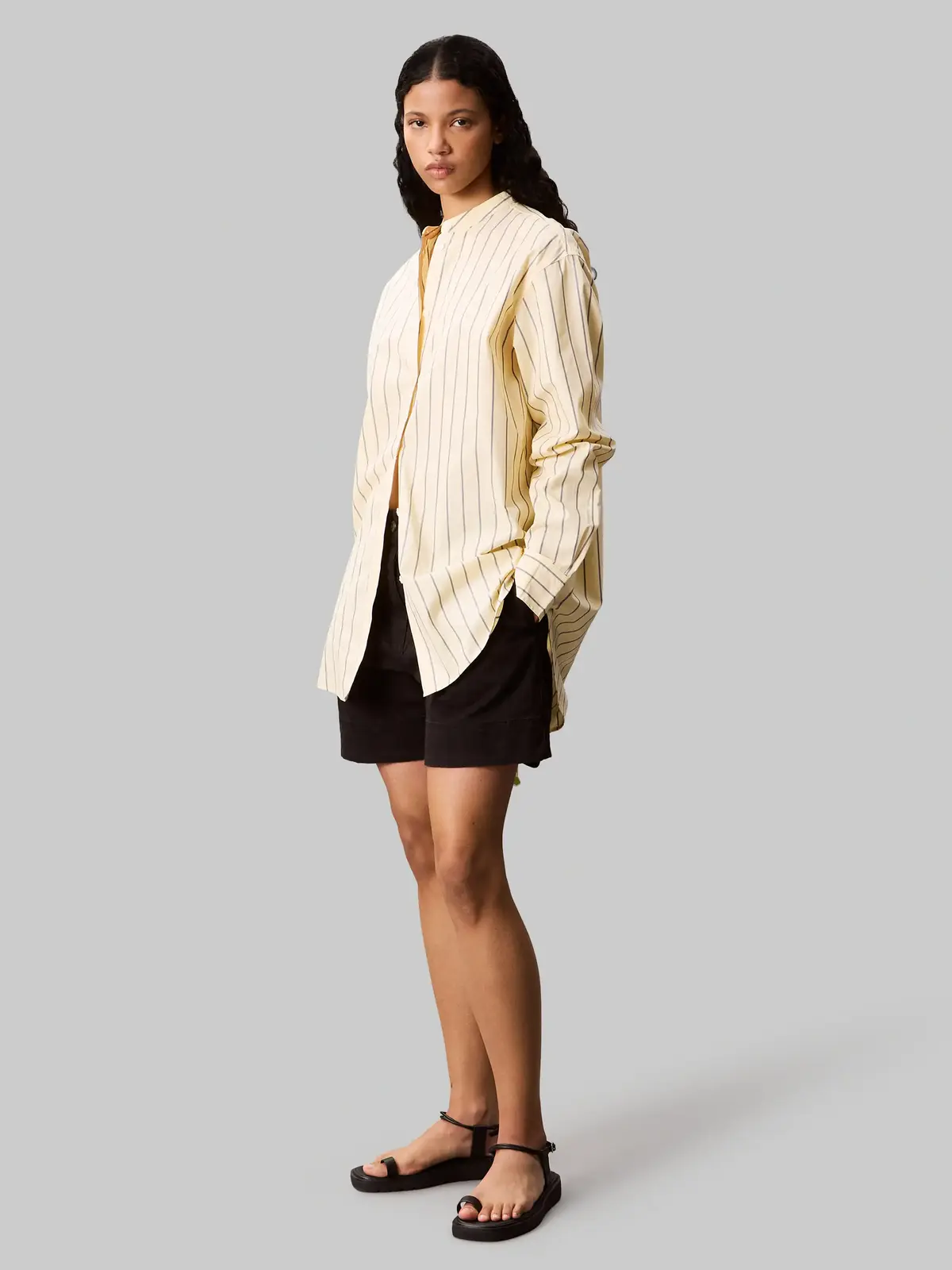 Calvin Klein YD STRIPE RELAXED SH, VND Sarı Kadın Gömlek