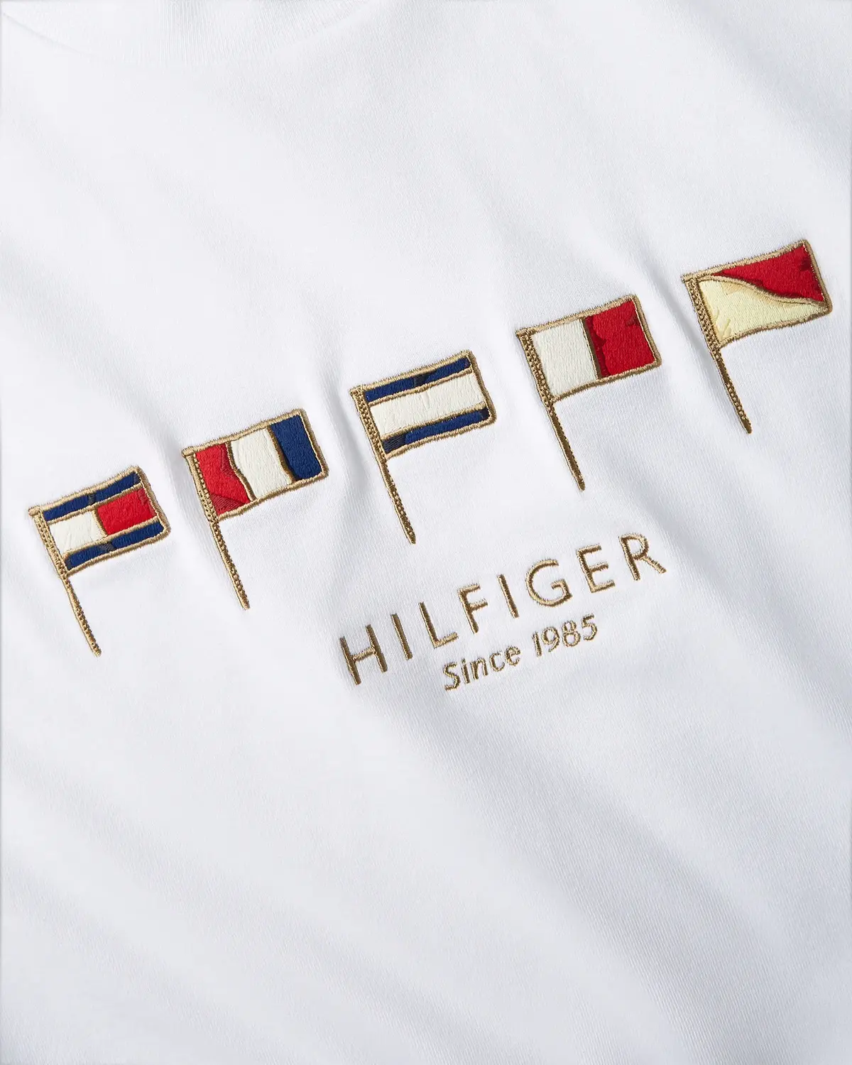 Tommy Hilfiger HILFIGER MULTI FLAGS, YBR Beyaz Erkek T-Shirt & Polo