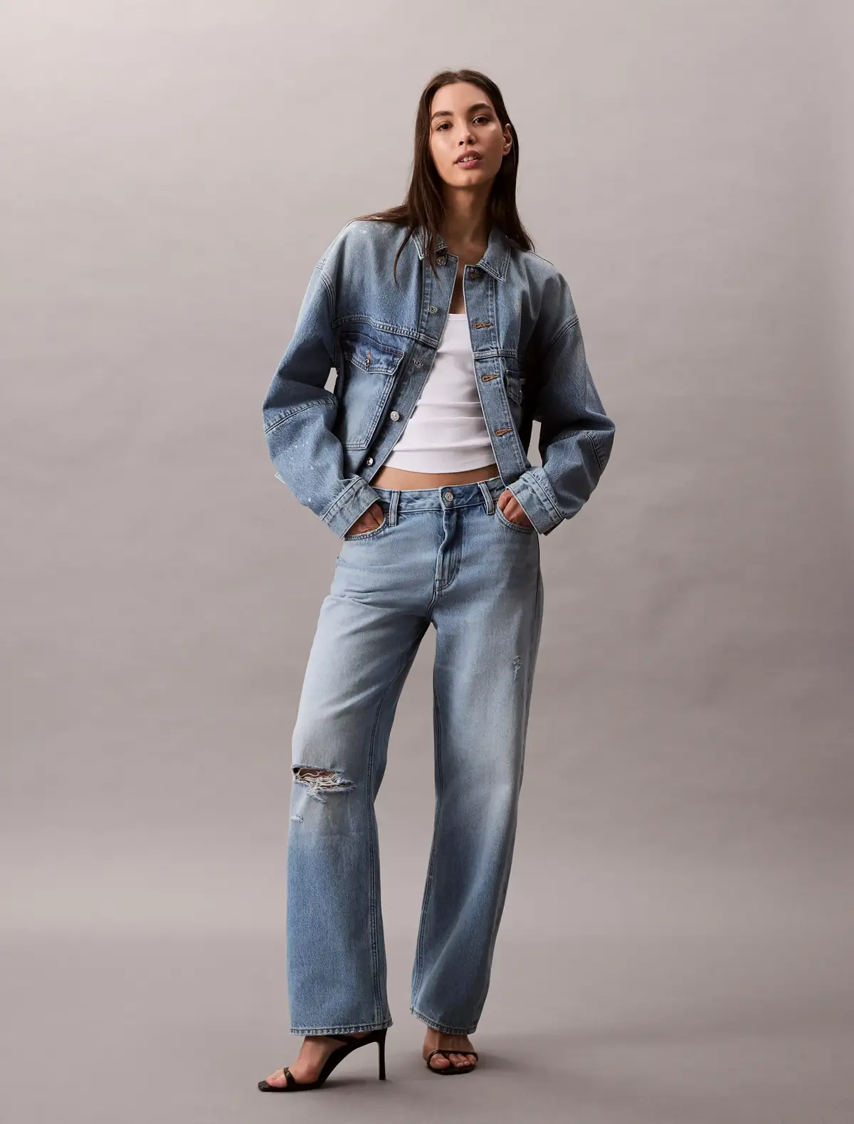 Calvin Klein DENIM JACKET RAINY Mavi Kadın Kot Ceket