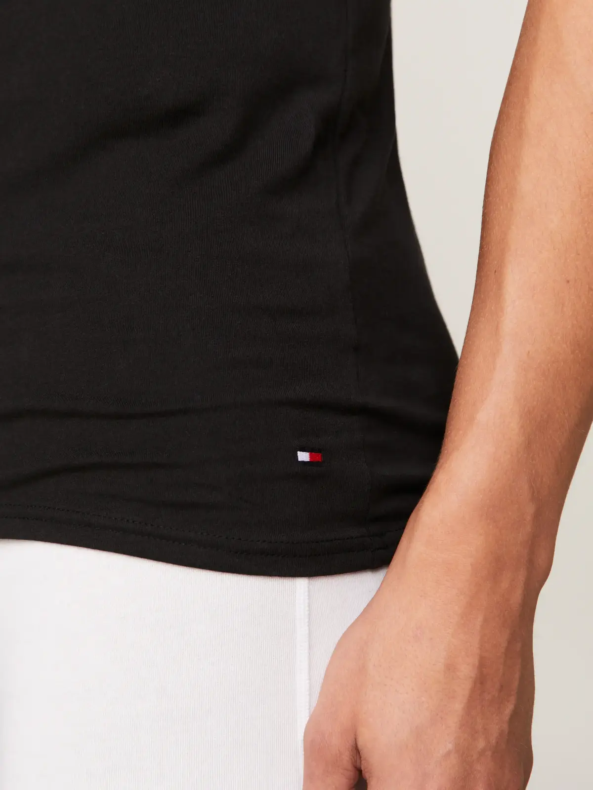 Tommy Hilfiger STRETCH VN TEE SS 3P Erkek Siyah T-Shirt