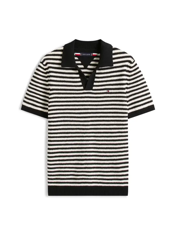 Tommy Hilfiger KNITTED TEXTURED POL, 0A4 Siyah Erkek T-Shirt & Polo