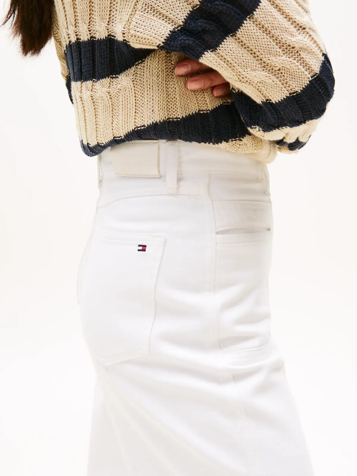 Tommy Hilfiger DNM WHITE RELAXED ST, YBR Beyaz Kadın Kot Pantolon