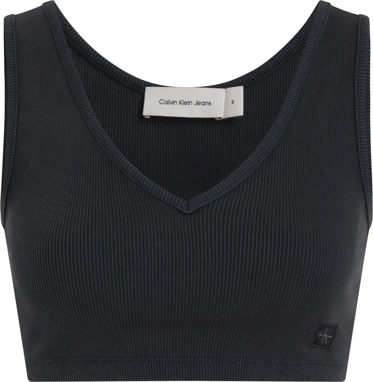 Calvin Klein WASHED WOVEN LABEL R, PT2 Siyah Kadın T-Shirt & Polo