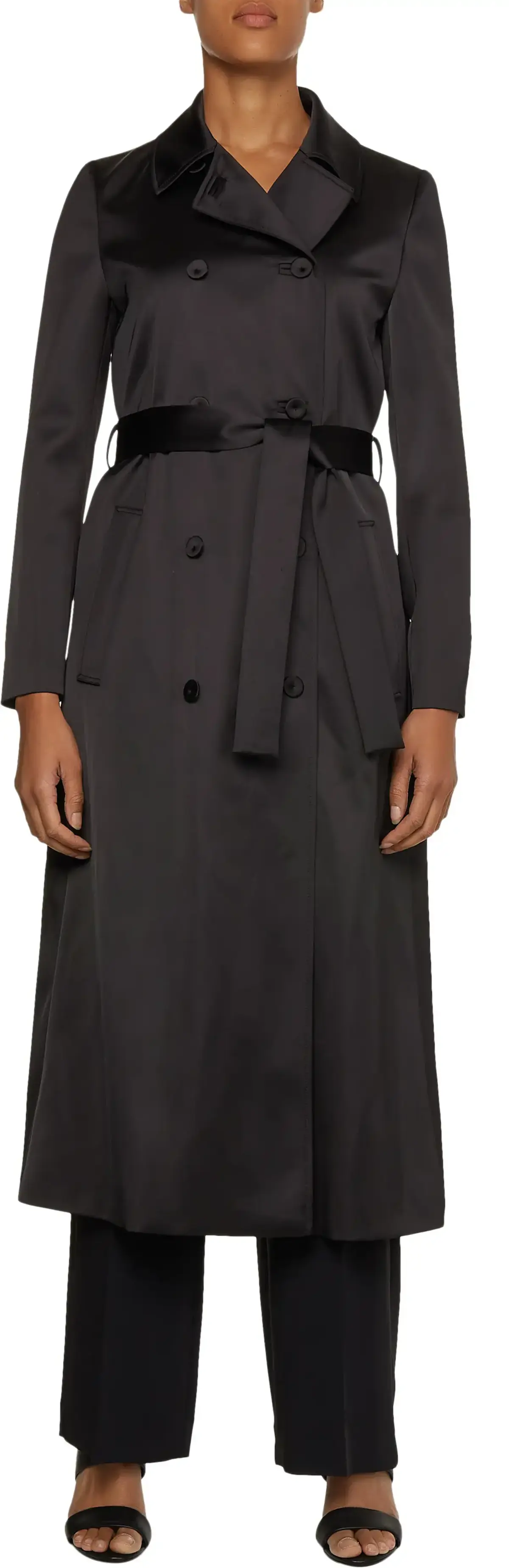 Calvin Klein DUCHESS SATIN MAXI T Kadın Siyah Trençkot
