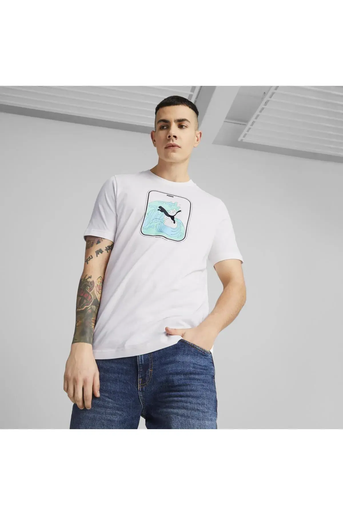 Puma Graphıcs Wave Tee Beyaz Erkek Tişört