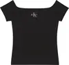 Calvin Klein MONOGRAM OFF SHOULDE Siyah Kadın Tişört