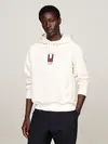Tommy Hilfiger VERTICAL FLAG HOODY Erkek Krem  Sweatshirt