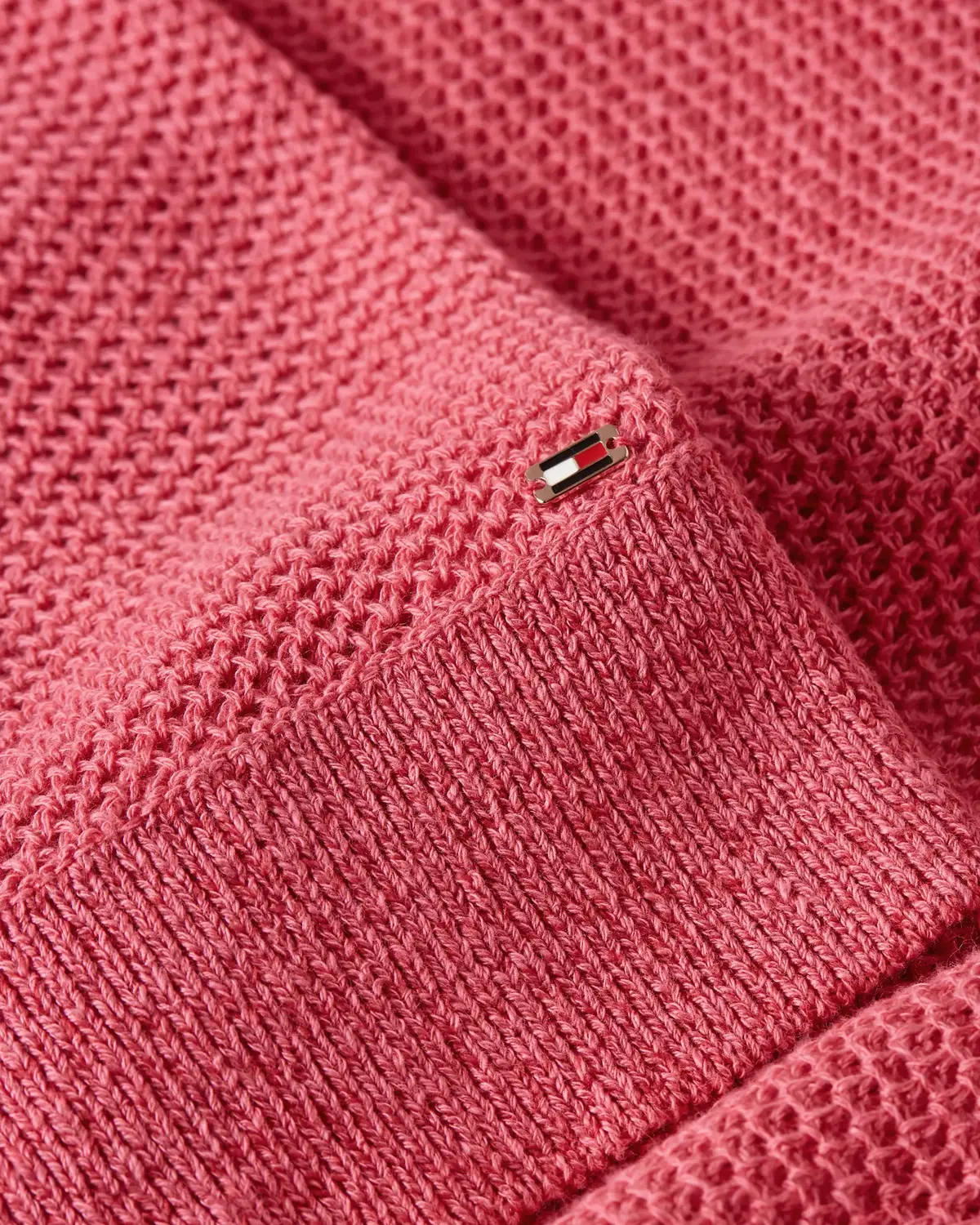 Tommy Hilfiger TEXTURED POLO-NK SWE Kadın Pembe Kazak
