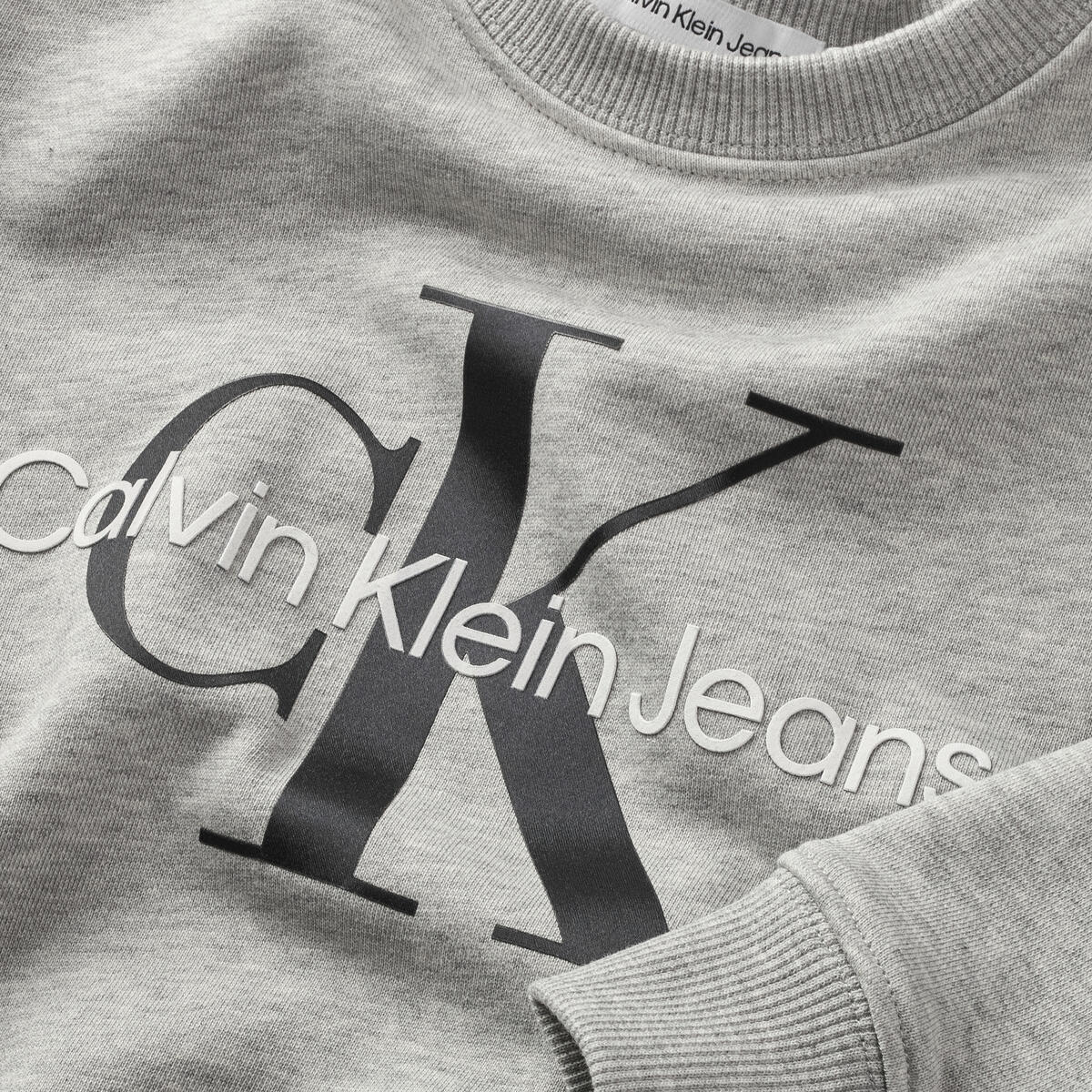 Calvin Klein CK MONOGRAM TERRY CN Erkek Gri Sweatshirt