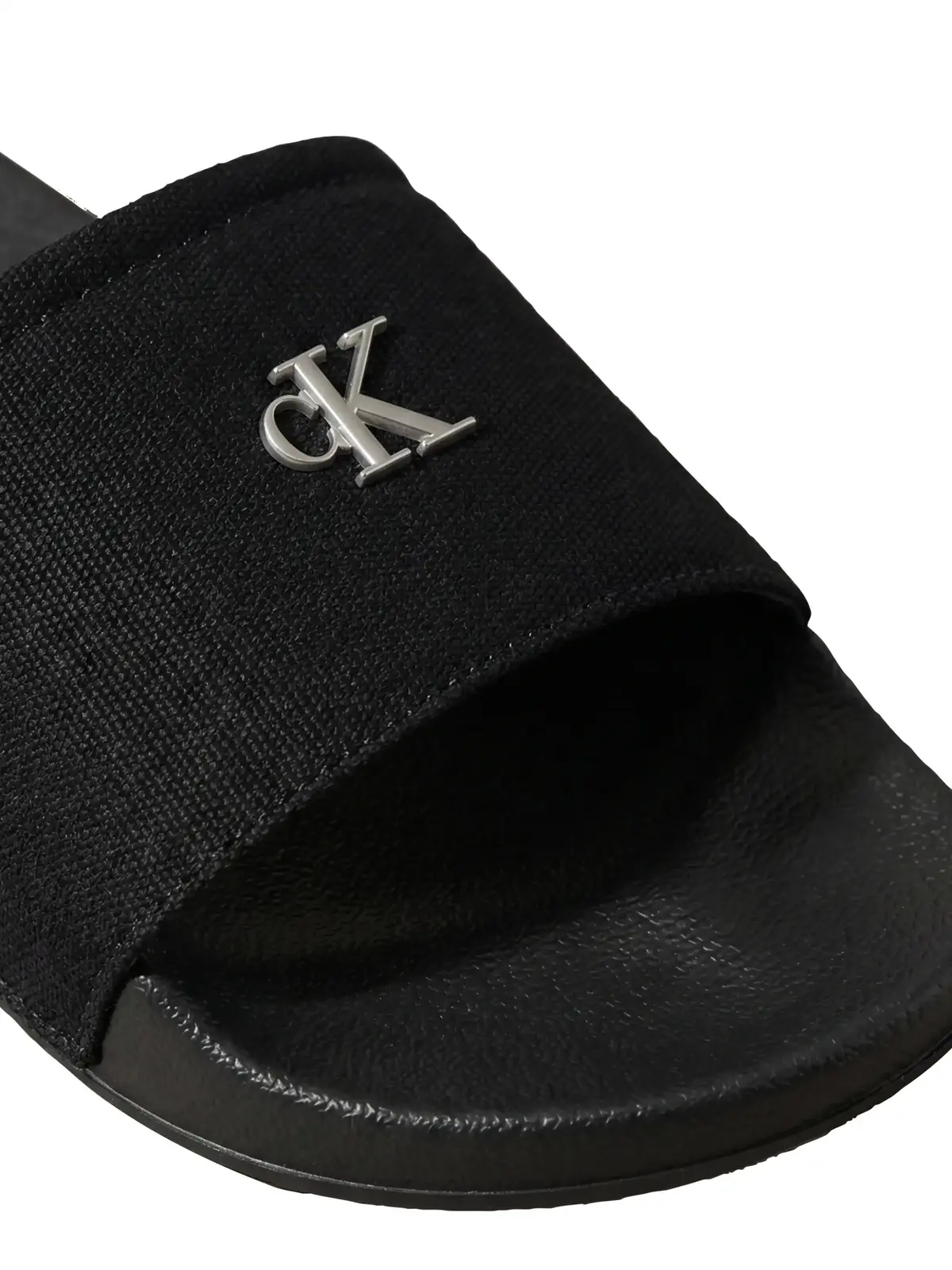 Calvin Klein ESS SLIDE CANVAS HDW Siyah Kanvas Logolu Kadın Terlik