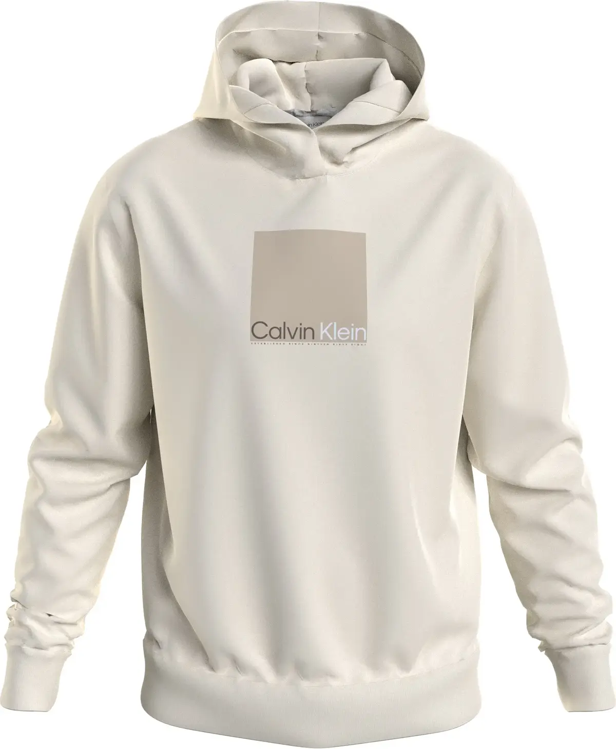 Calvin Klein SQUARE LOGO HOODIE Erkek Krem Hoodie