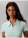 Calvin Klein ZIGZAG RIB SS ZIP UP, P84 Kadın Yeşil T-Shirt