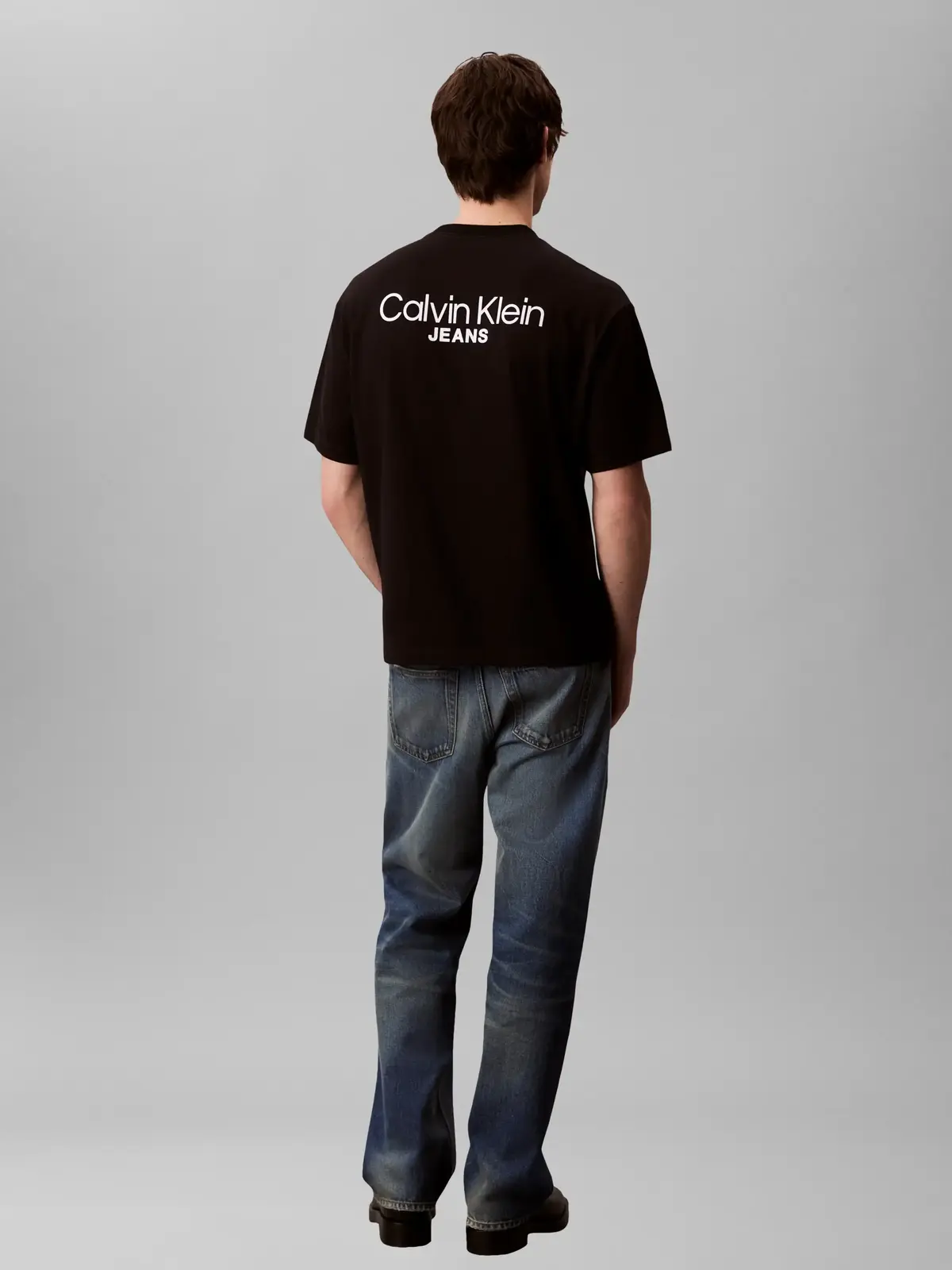 Calvin Klein LOGO BACK PRINT T-SH, UB1, S Siyah Erkek T-Shirt