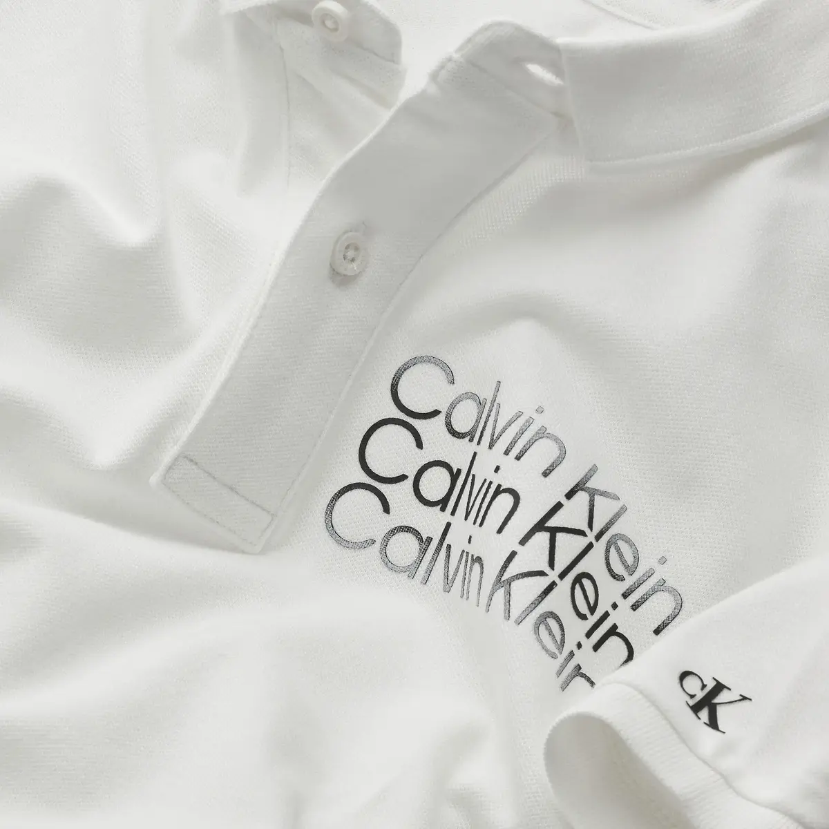 Calvin Klein INST. CUT OFF LOGO P Erkek Beyaz Polo T-Shirt
