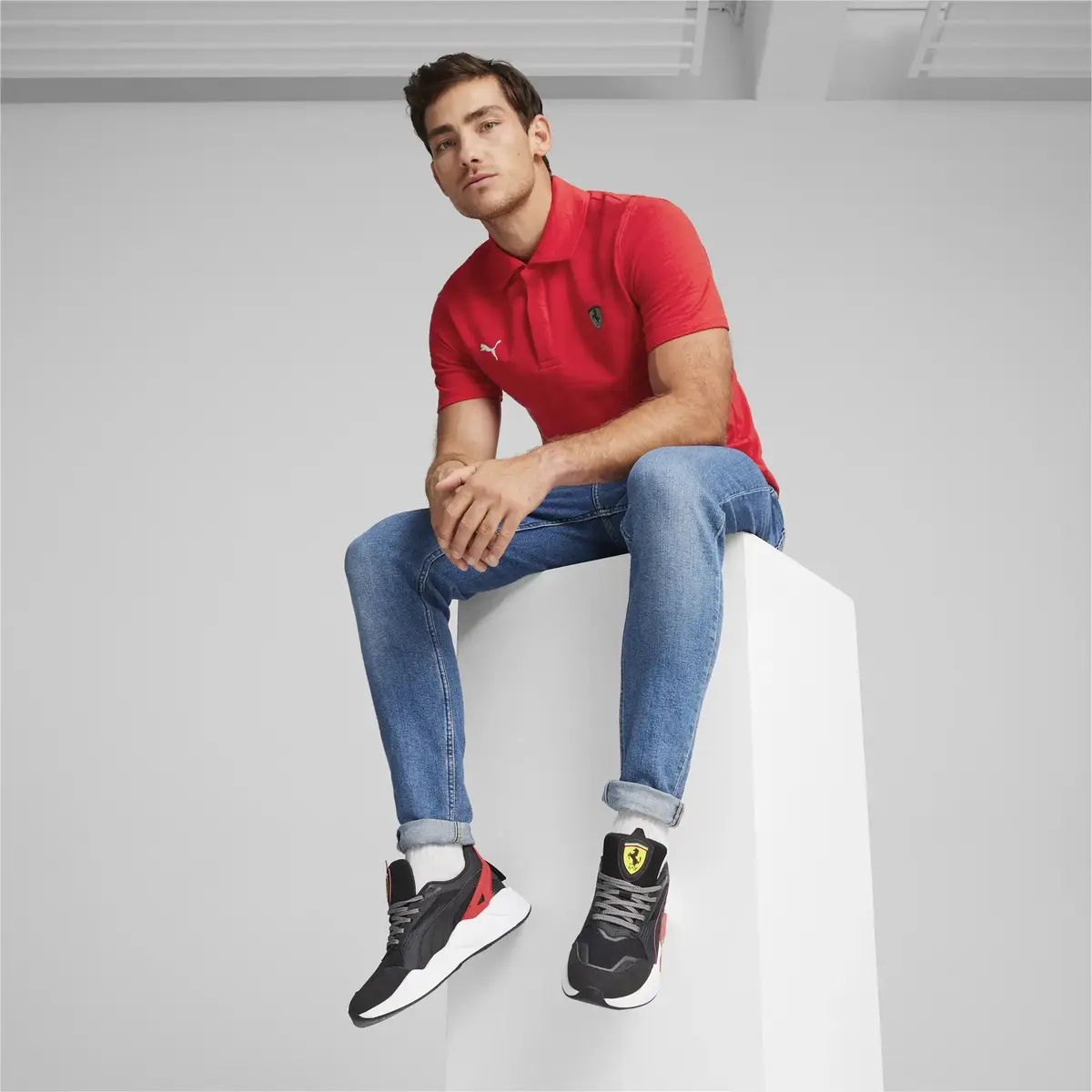 Puma Ferrari Style Jacquard Polo Kırmızı Erkek Polo T-Shirt
