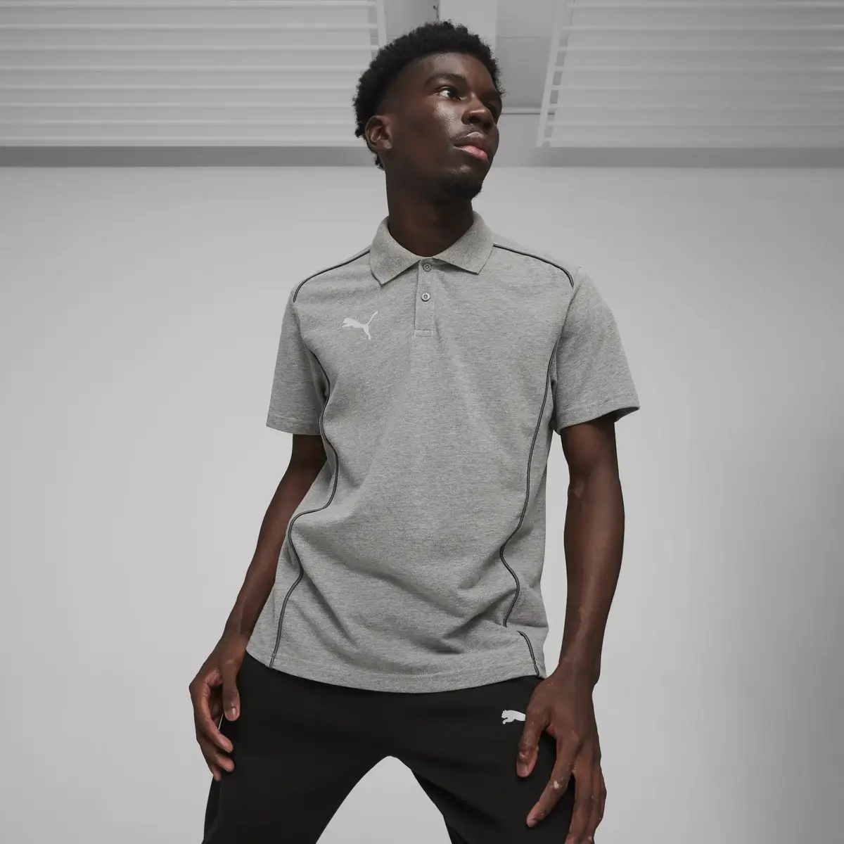 Puma TeamFINAL Casuals Polo Erkek Gri Polo Yaka T-Shirt