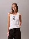 Calvin Klein SL COTTON RIB SOLID, YAA Beyaz Kadın T-Shirt