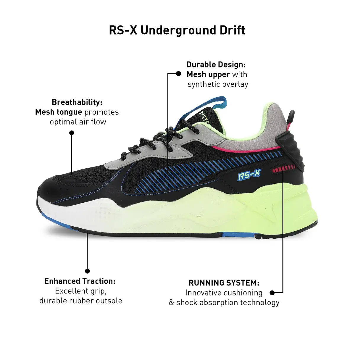 Puma RS-X Underground Drift Siyah Erkek Günlük Spor Ayakkabı