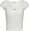 Tommy Hilfiger TJW SLIM SH POINTELL Kadın Beyaz T-Shirt