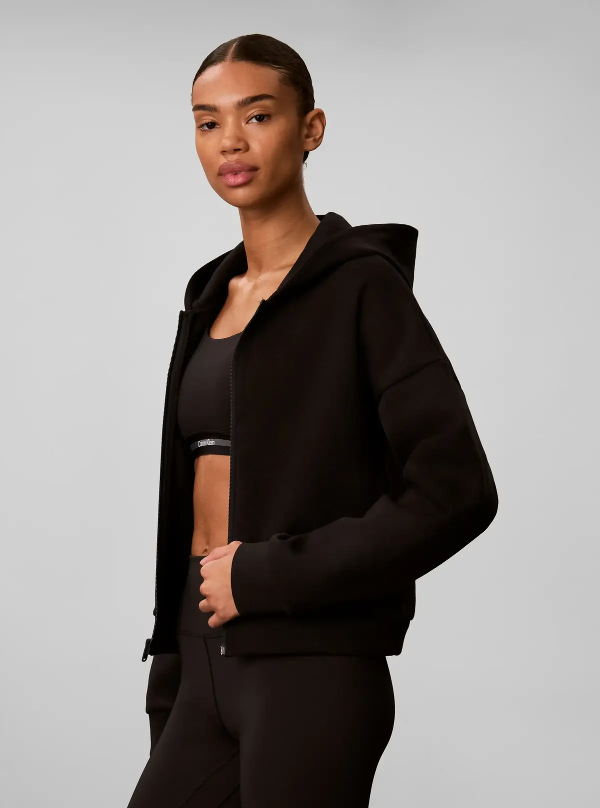 Calvin Klein COTTON SPACER HOODI, UB1 Siyah Kadın Hoodie