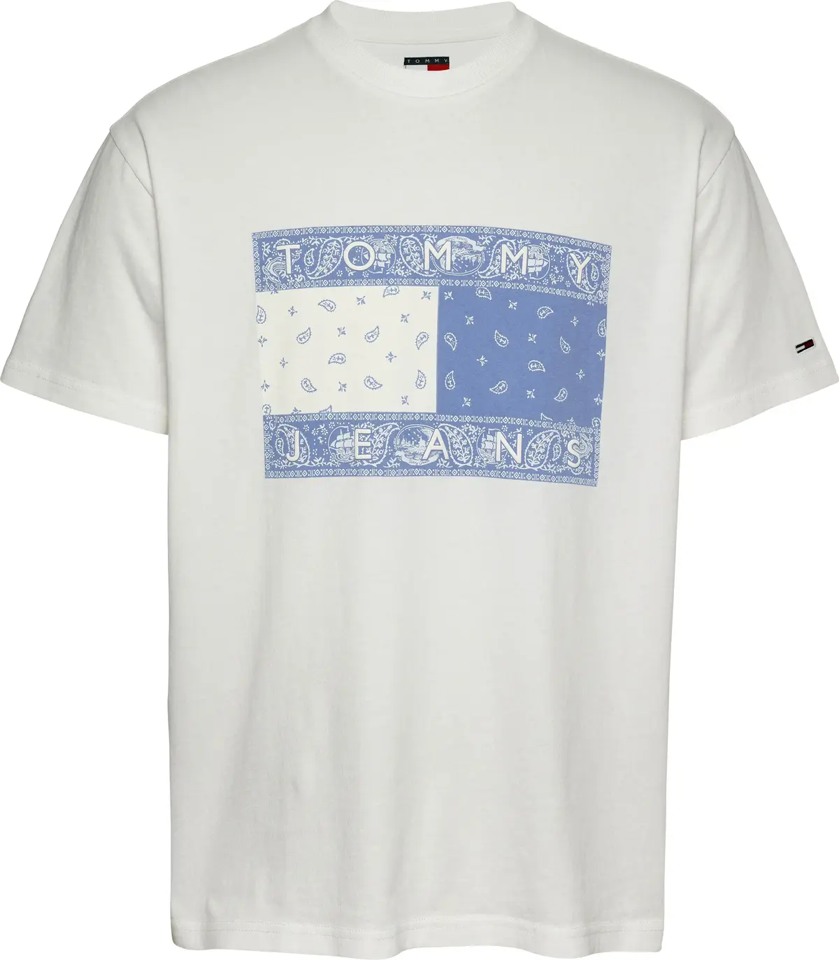 Tommy Hilfiger TJM RLX PAISLEY FLAG, YBL Beyaz Erkek T-Shirt & Polo