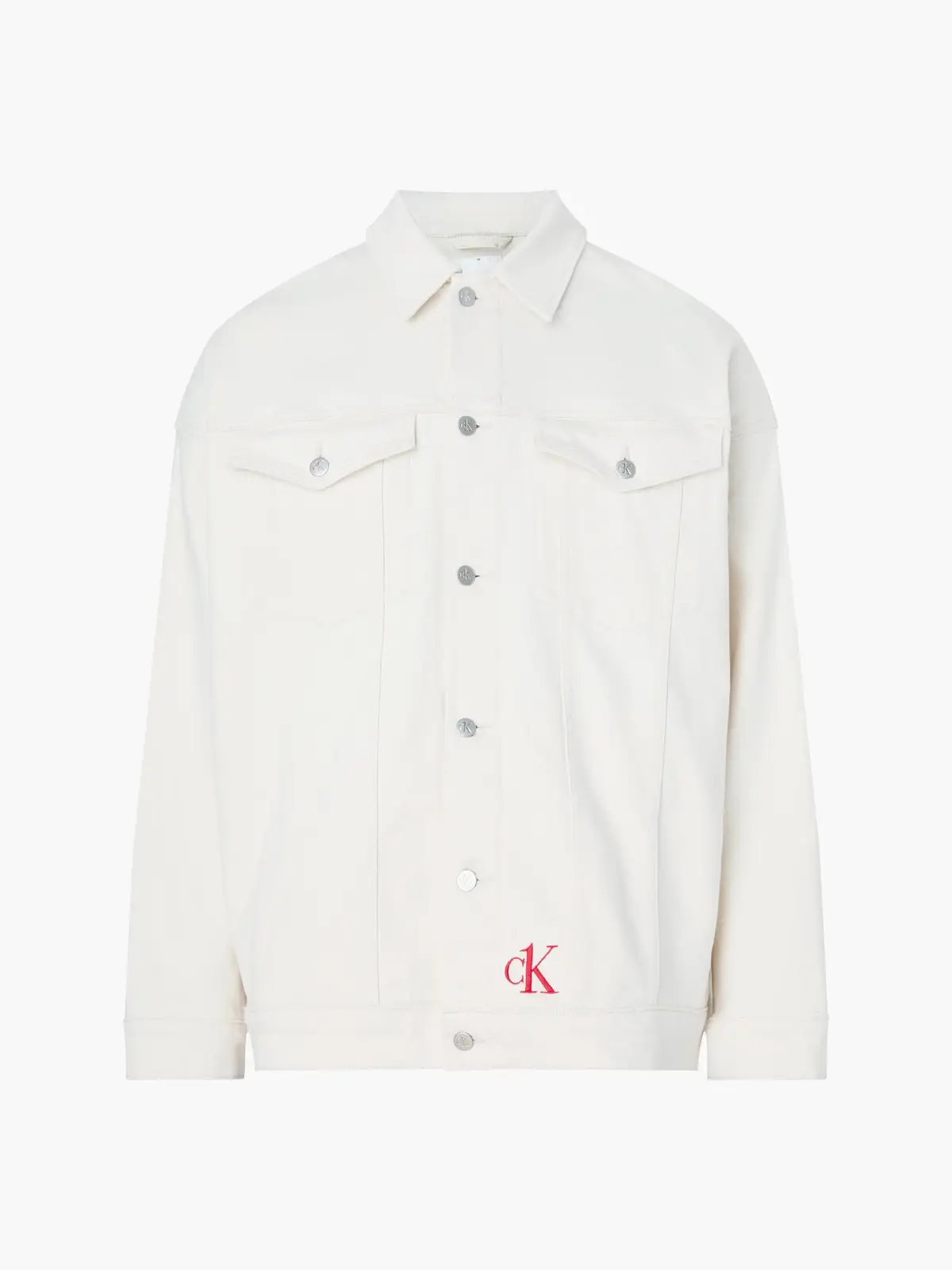Calvin Klein GENDERLESS RAW DENIM Erkek Beyaz Kot Ceket