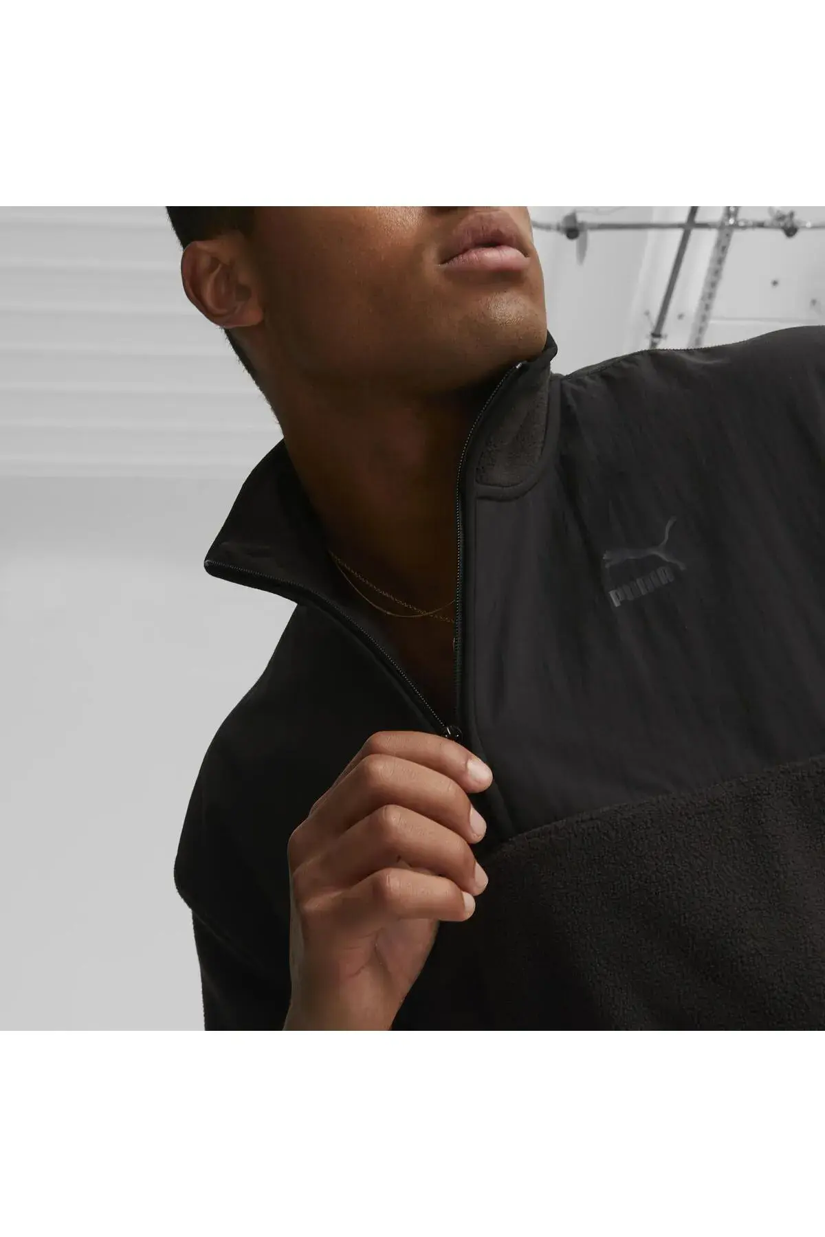 Puma CLASSICS UTILITY Polar Fleece Half-Zip Siyah Erkek Yarım Fermuarlı Sweatshirt