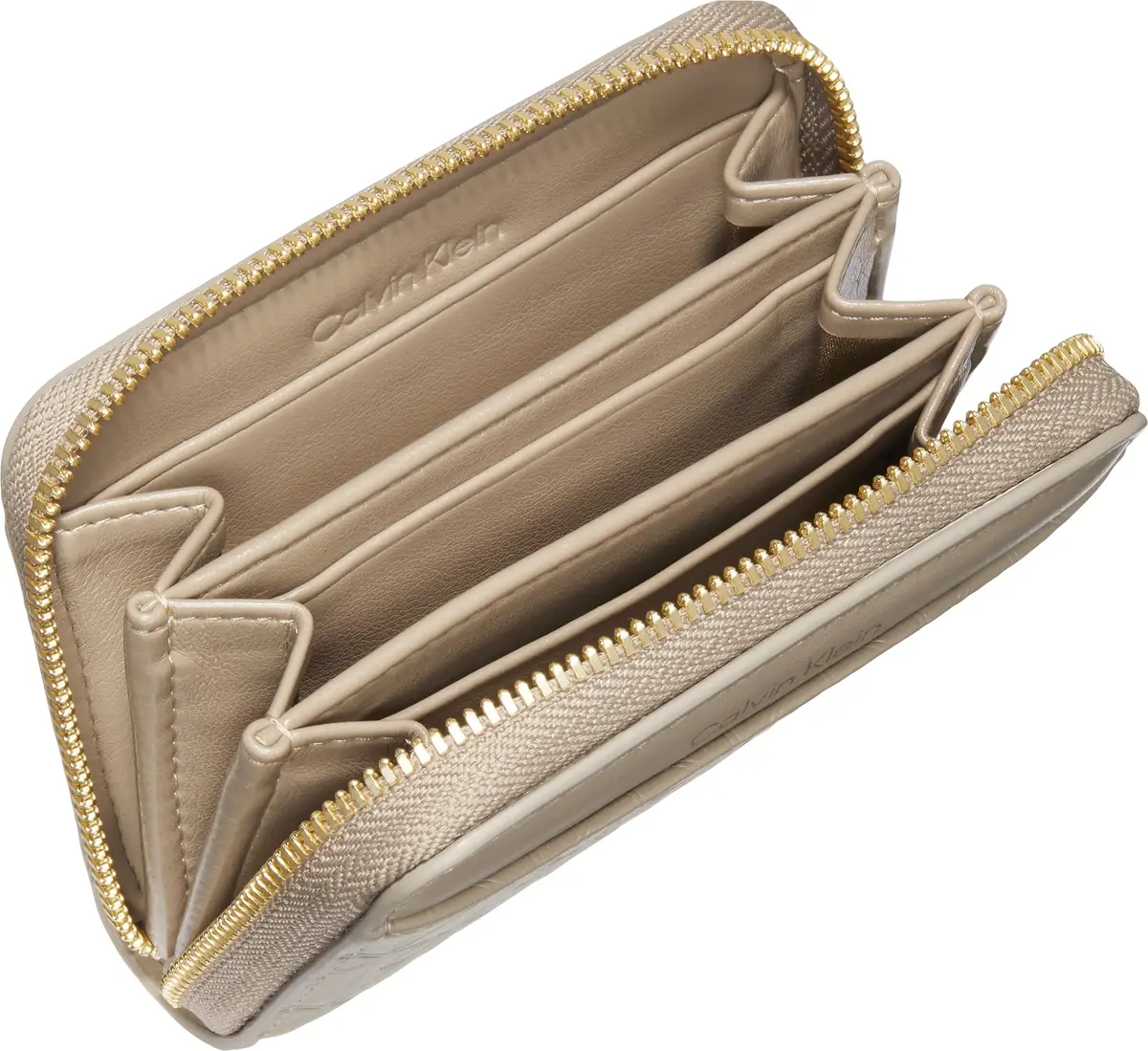 Calvin Klein EMBLEM AOP EMBOSSED ZIP AROUND Kadın Bej Cüzdan