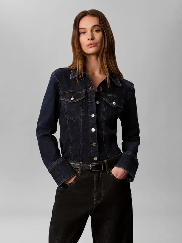 Calvin Klein SCULPT TRUCKER SHIRT, N8D Lacivert Kadın Kot Gömlek