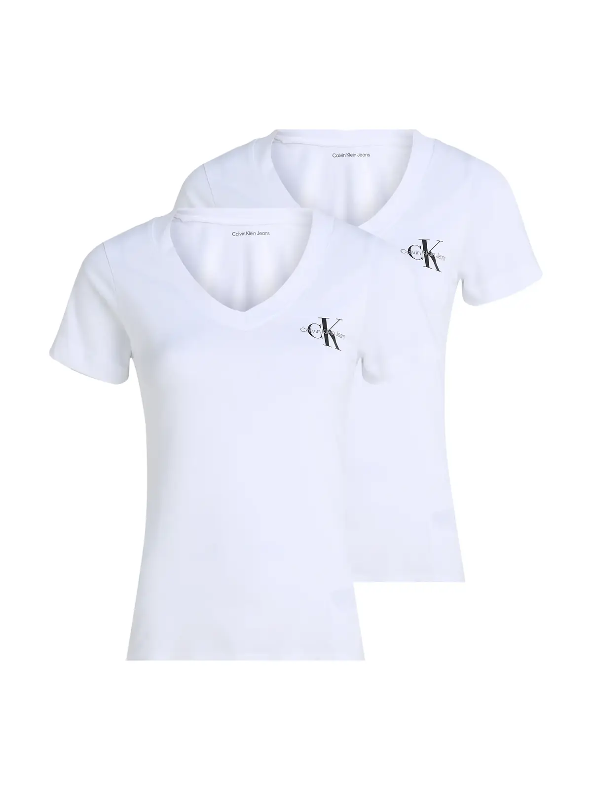 Calvin Klein 2-PACK MONOLOGO V-NE Beyaz Kadın Regular Fit Tişört