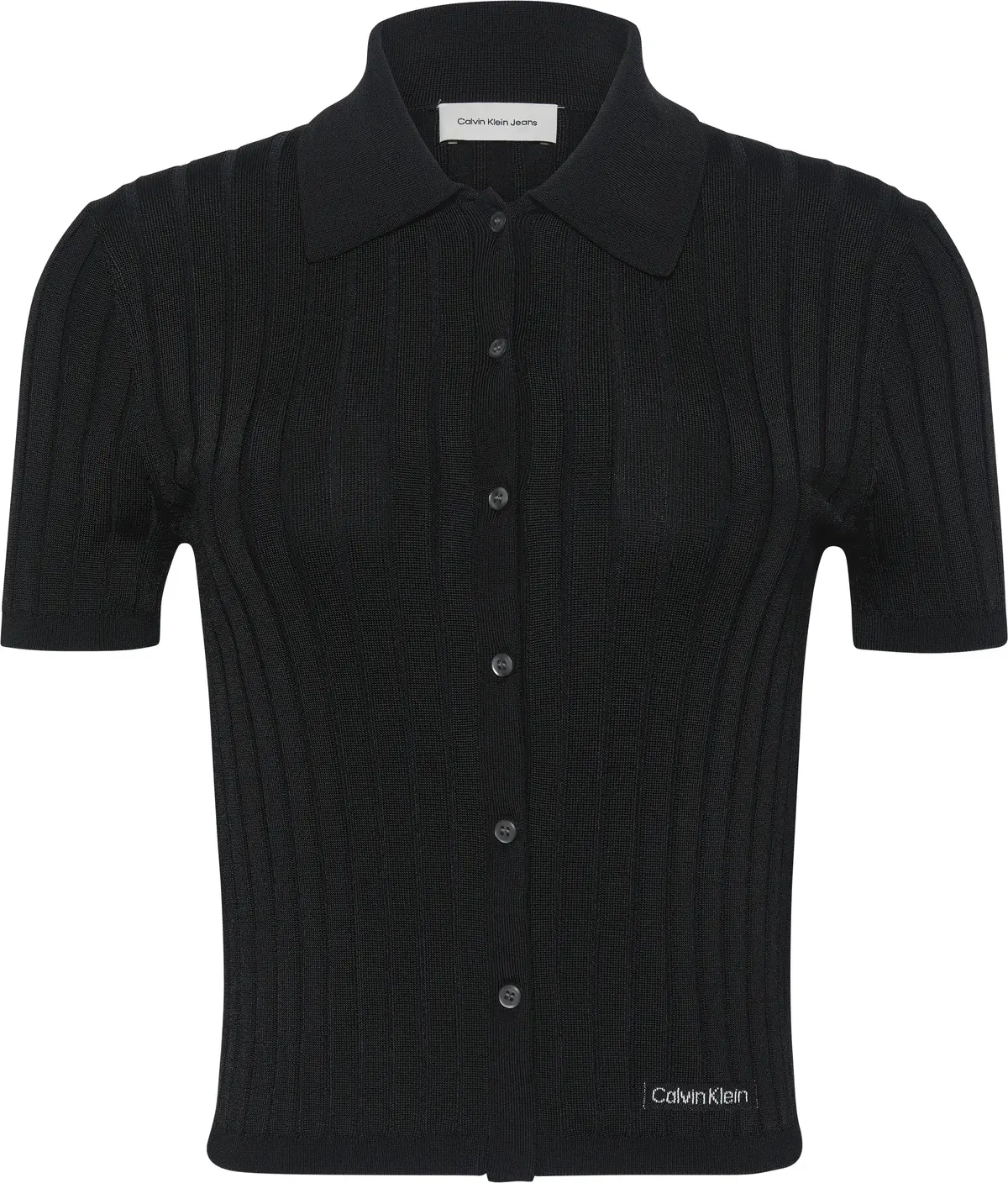 Calvin Klein SILKY CROPPED BABY P, UB1 Siyah Kadın T-Shirt & Polo