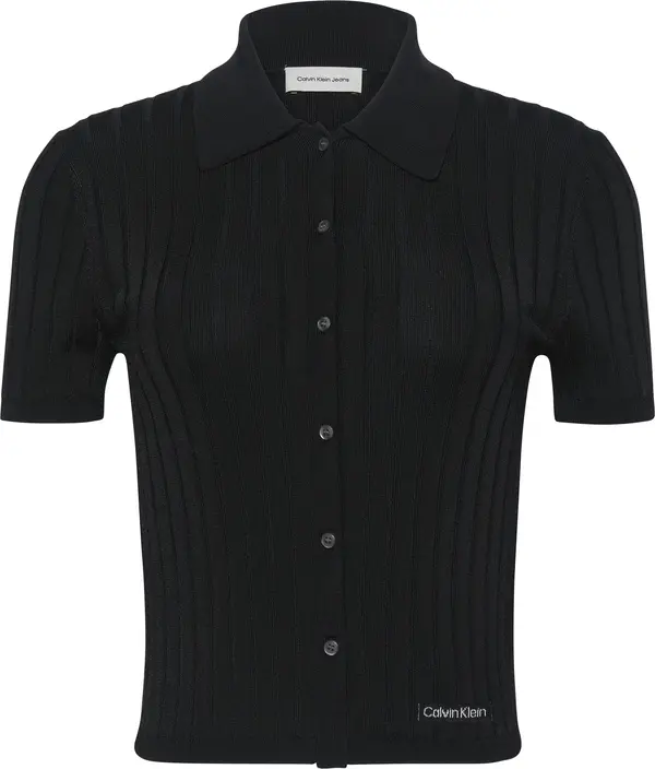 Calvin Klein SILKY CROPPED BABY P, UB1 Siyah Kadın T-Shirt & Polo