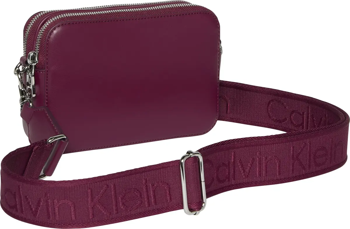 Calvin Klein WEBBING DOUBLE STRAP CAMERA BAG Kadın Bordo El Çanta