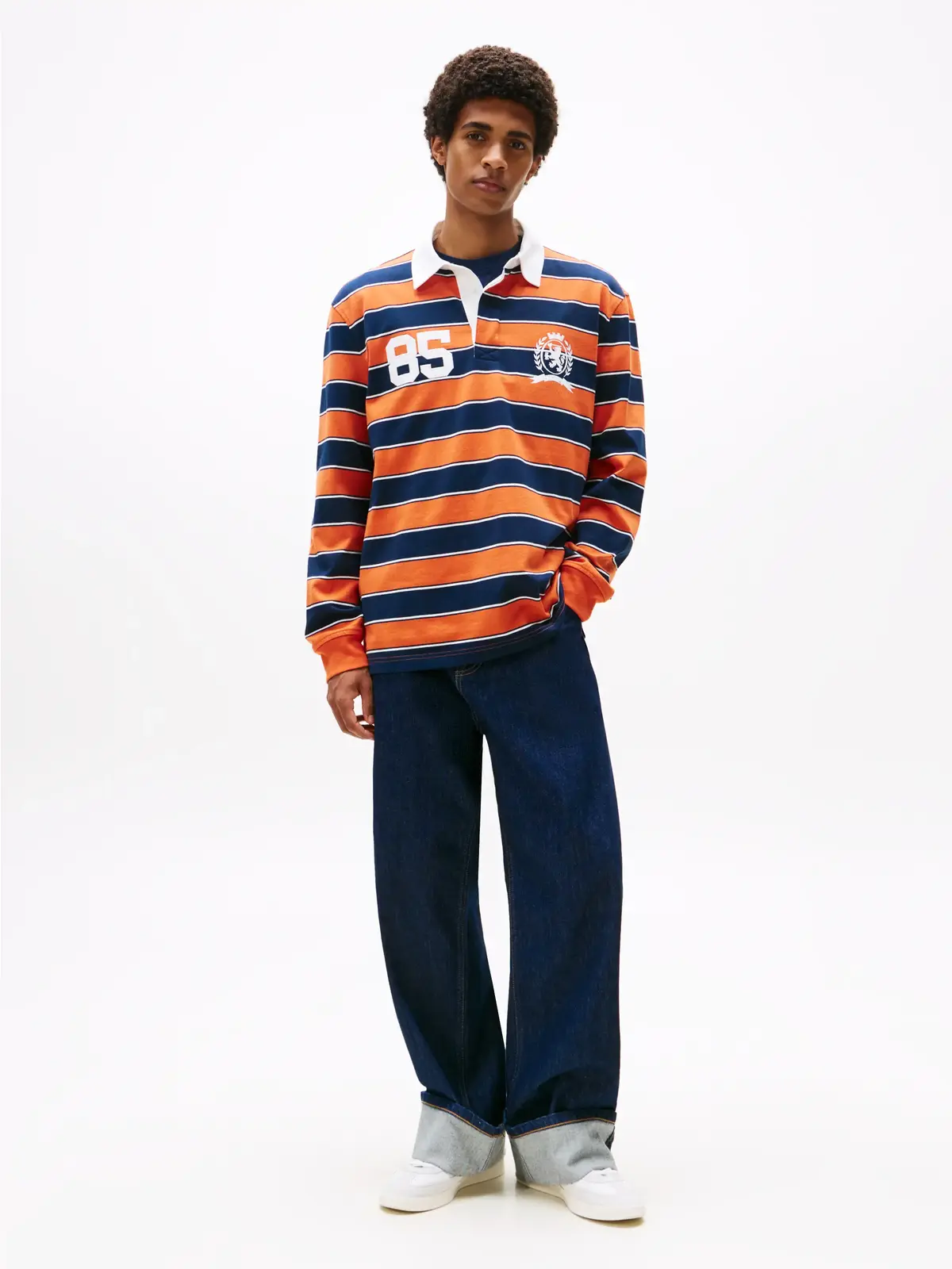 Tommy Hilfiger TJM RLX STRIPE RUGBY, SZZ Turuncu Erkek Polo T-Shirt