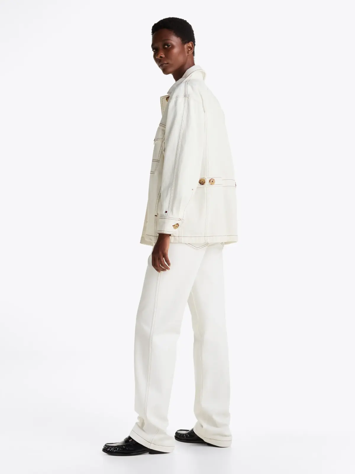 Tommy Hilfiger DNM OVERSIZED UTILIT, YBL Beyaz Kadın Gömlek