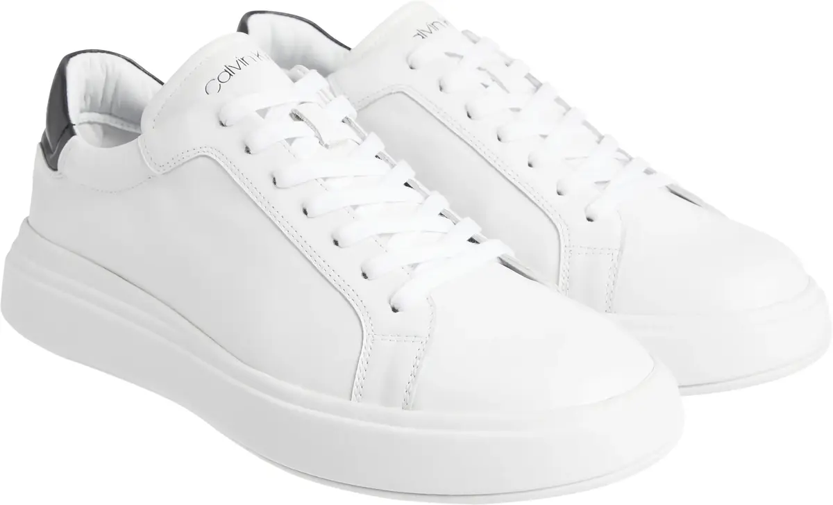 Calvin Klein LOW TOP LACE UP LTH, 0K9 Beyaz Erkek Günlük Spor Ayakkabı