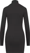 Calvin Klein LS WOVEN LABEL 2X2 RIB MINI DRES Kadın Siyah Elbise