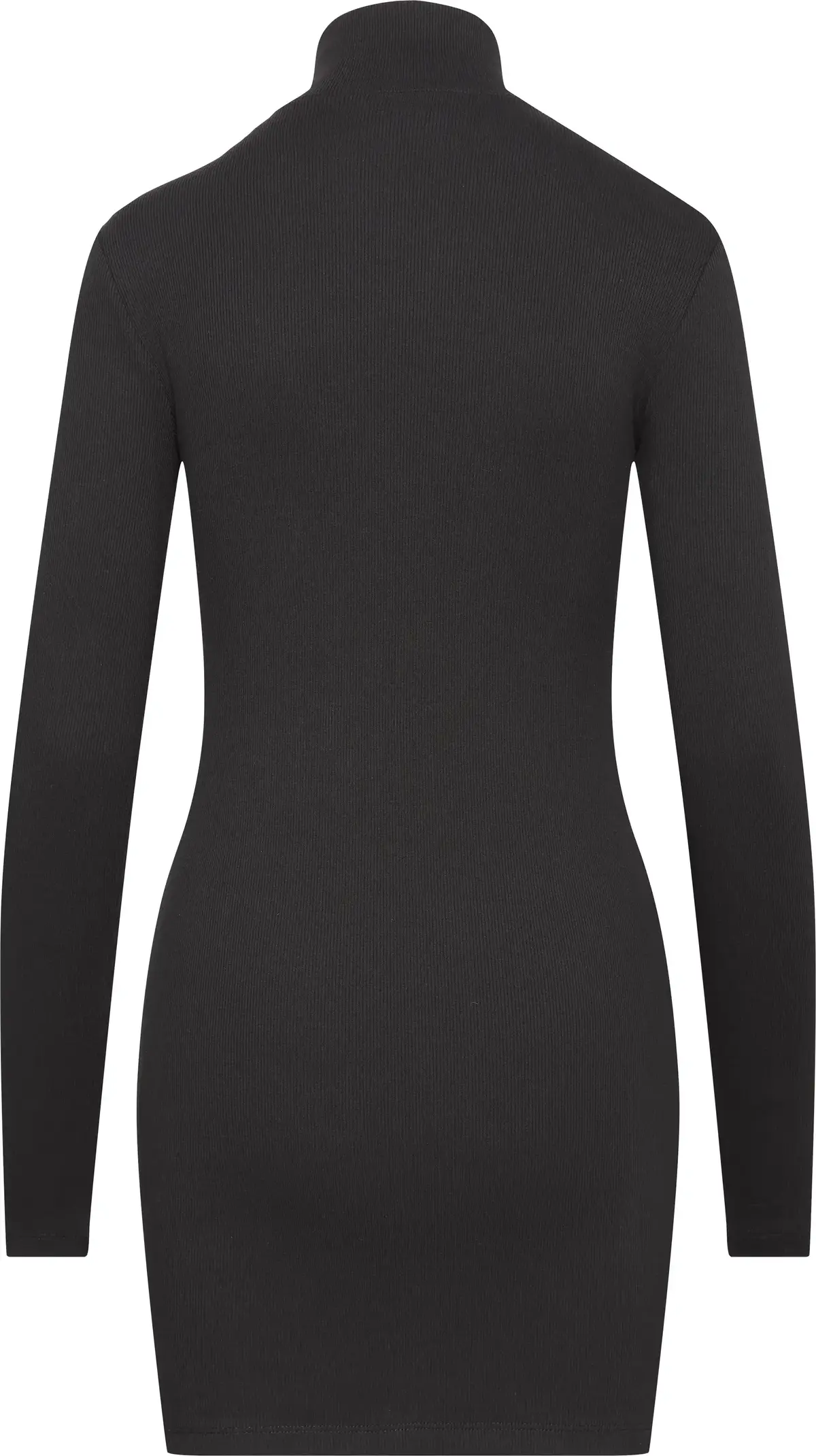 Calvin Klein LS WOVEN LABEL 2X2 RIB MINI DRES Kadın Siyah Elbise