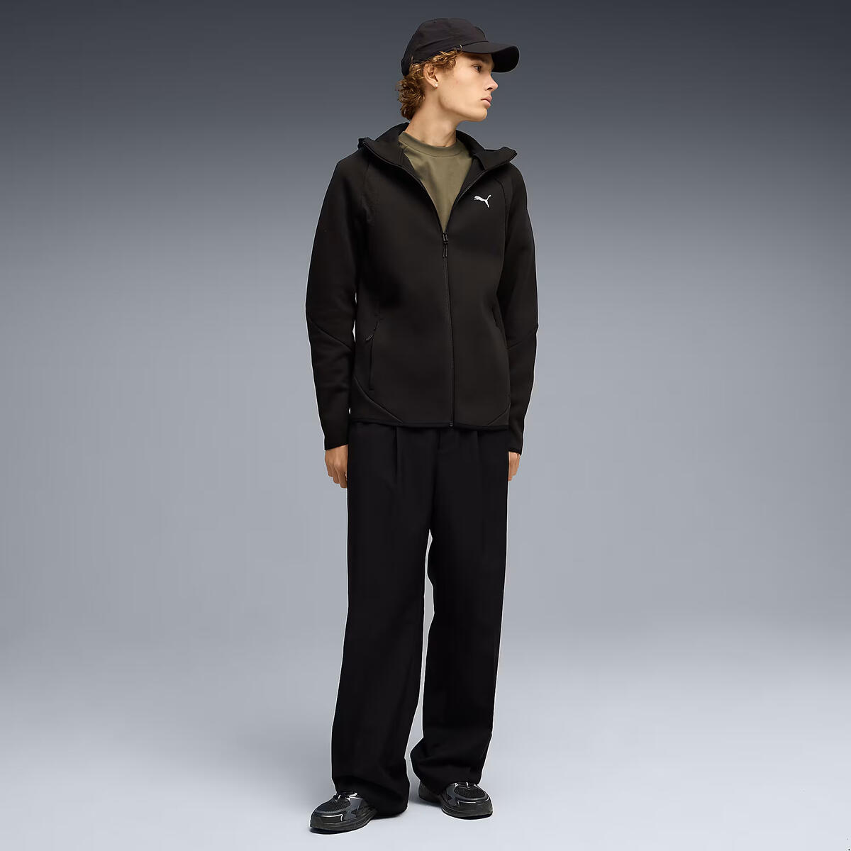 PUMA EVOSTRIPE FZ Hoodie Siyah Erkek Sweatshirt