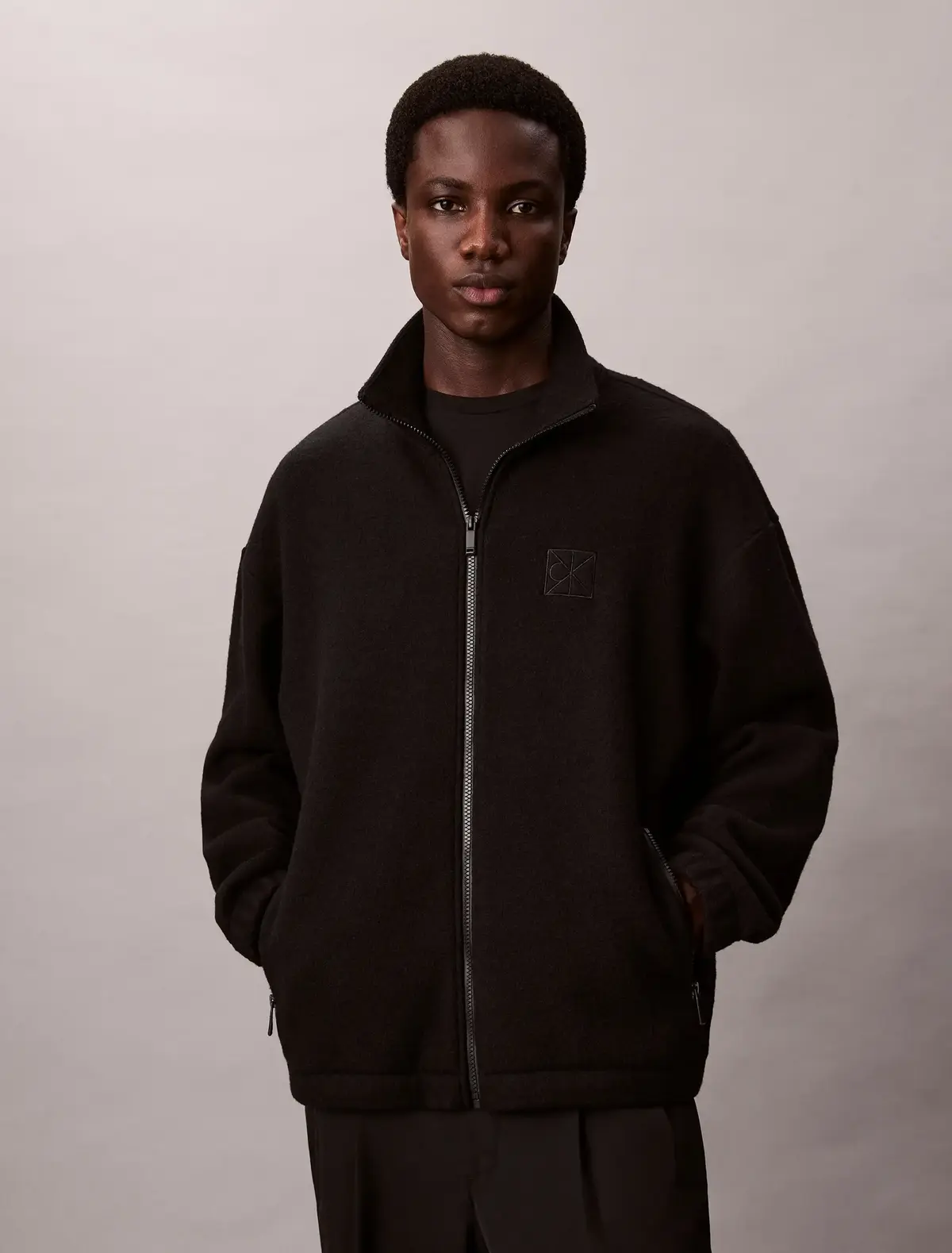 Calvin Klein WOOL BLEND POLAR FLE Siyah Erkek Polar