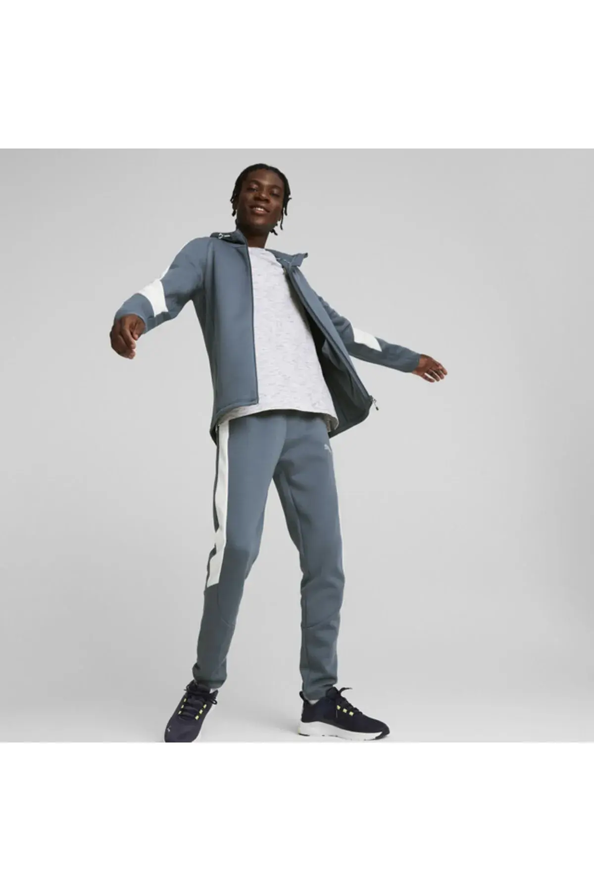 Puma Evostripe Full-Zip Hoodie Lacivert Erkek Fermuarlı Hoodie