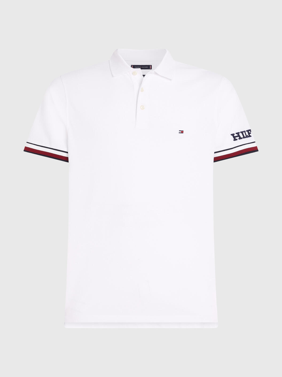 Tommy Hilfiger MONOTYPE GS CUFF SLI Erkek Beyaz Polo T-Shirt